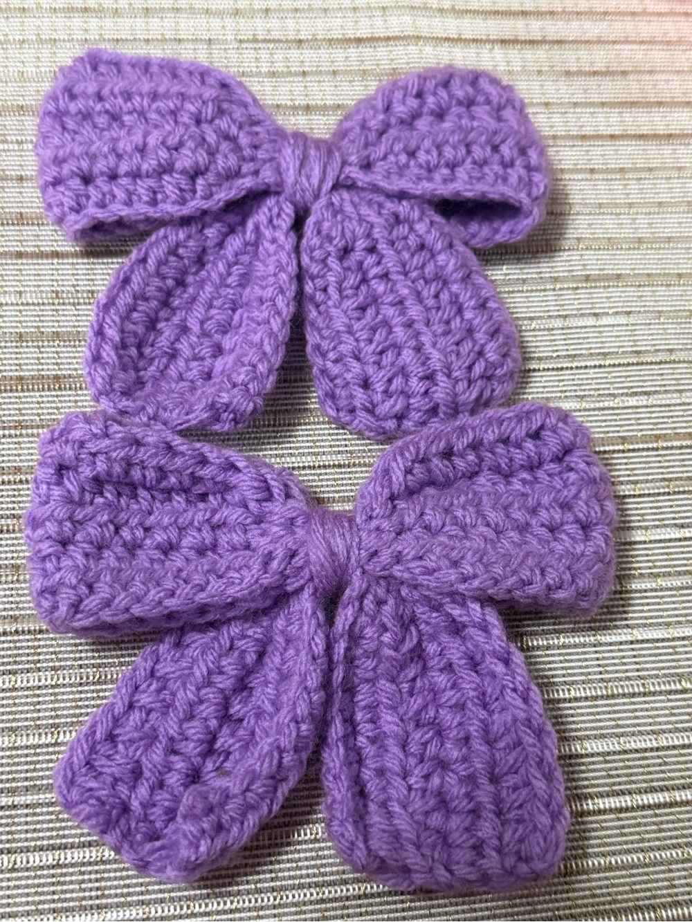 Crochet Purple Bow Hair Clips for Kids
